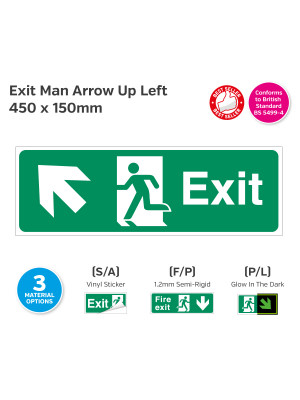 Exit Man Arrow Up Left Sign