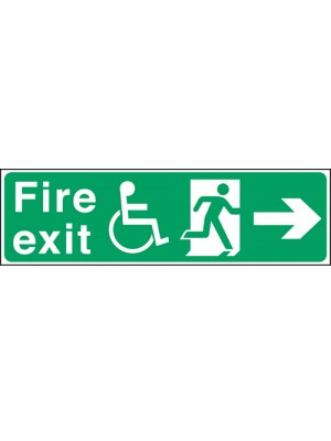 Disabled Fire Exit Arrow Right 150x450mm