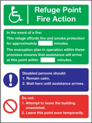 Disabled Refuge Point Fire Action Notice 