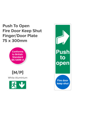 Pull to Open Arrow Right Fire Door Keep Finger/Door Plate