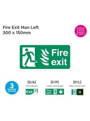 Exit Man Left for Hospitals 300 x 150mm