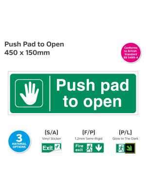 Emergency Escape Push Pad to Open 450 x 150mm