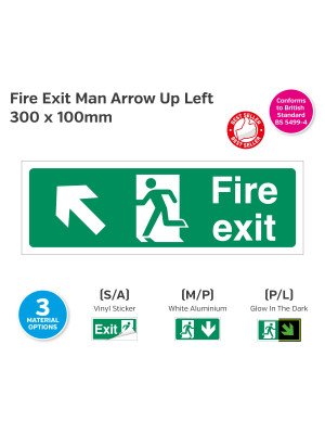 Fire Exit Man Arrow Up Left Sign