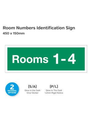 Room Numbers Identification Sign - 450 x 150mm