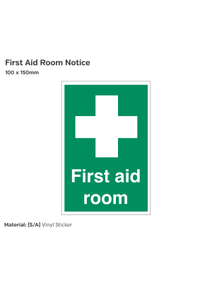 First Aid Room Notice - 100 x 150mm Vinyl Sticker