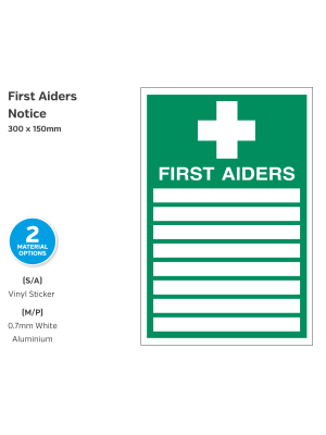 First Aiders Notice - 200 x 300mm