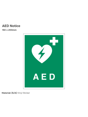 AED Notice - 150 x 200mm Vinyl Sticker