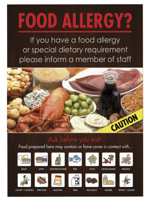 Customer Food Allergy Information Notice - Perfect for Pubs & Cafes 