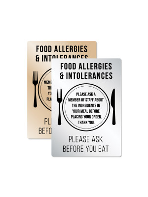 A4 Food Allergies & Intolerances Please Ask Before You Eat Notice