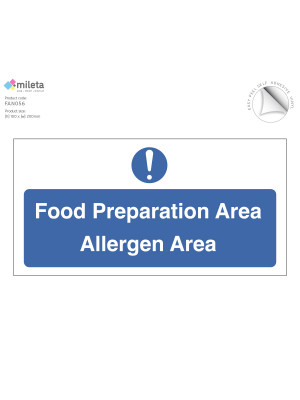 Food Preparation Area - Allergen Area notice