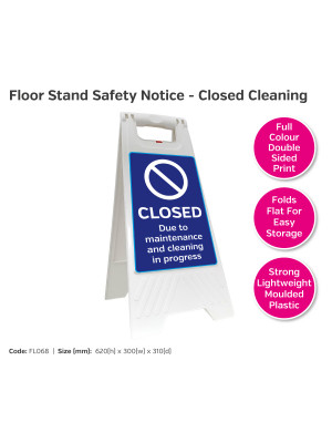 Closed Due to Maintenance Portable Floor Stand - FL068