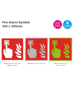 Fire Alarm Symbol Sign - 100 x 100mm