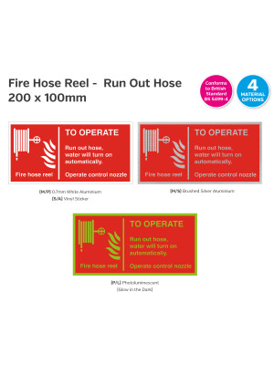 Fire Hose Reel - Run Out Hose Sign - 200 x 100mm