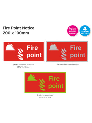 Fire Point Text & Symbol Sign 200 x 100mm