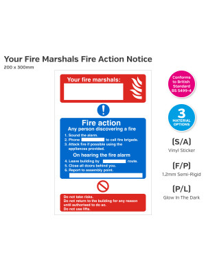 Dual Fire Marshal & Fire Action Notice 200 x 300mm
