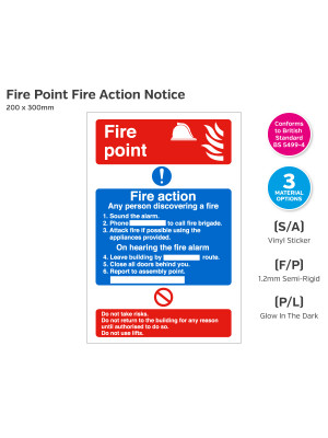 Dual Fire Point & Fire Action Notice 200 x 300mm