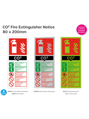CO2 Fire Extinguisher Notice - 80 x 200mm