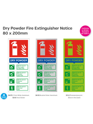 Dry Powder Fire Extinguisher Notice - 80 x 200mm