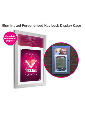 Illuminated Personalised Key Lock Display Case - With Header Graphics