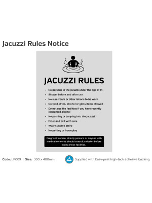 Jacuzzi Rules Guidelines Notice - LP009