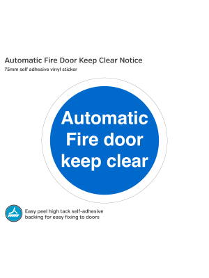 Automatic Fire Door Keep Clear - 75mm Vinyl Sticker