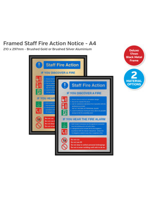 Premium Staff Fire Action Notice  - A4 Framed