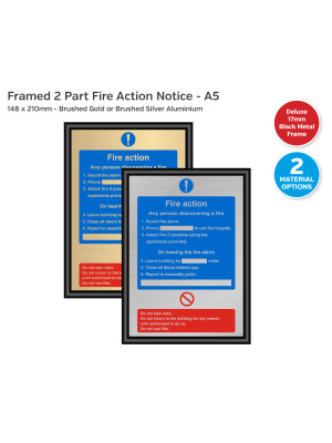 Premium 2 Part Fire Action Notice  - A5 Framed