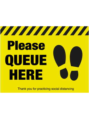 Please queue here with symbol distancing floor graphic - SD040
