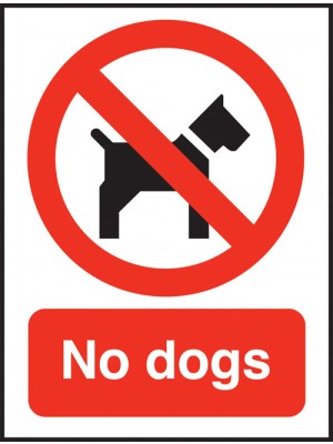 No Dogs Text and Symbol Sign