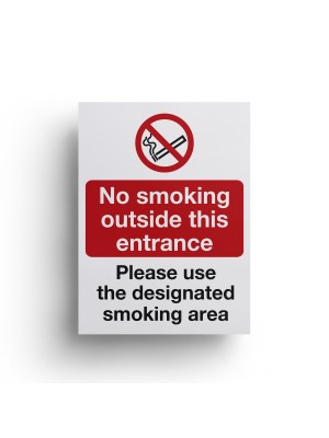 No Smoking Outside This Entrance / Designated Smoking Area Sign