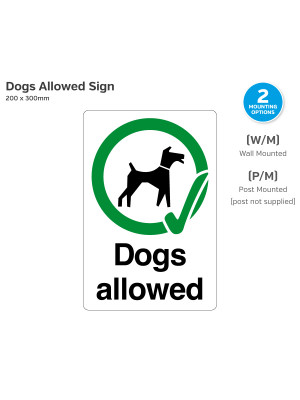 Dogs Allowed - Dog Walker Notice - Wall or Post Mounted
