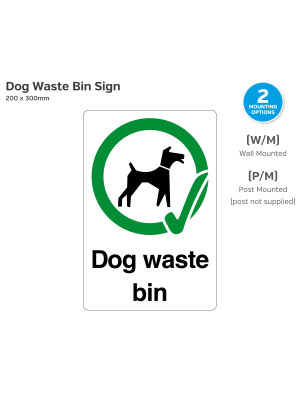 Dogs Waste Bin - Dog Walker Notice - Wall or Post Mounted