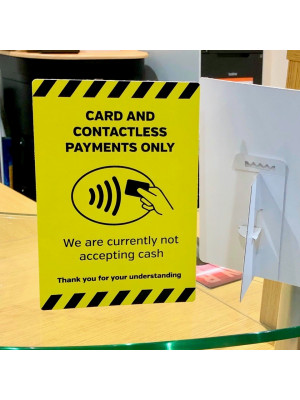 Card & Contactless payments only countertop freestanding notice