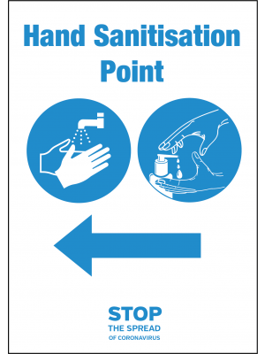 Your nearest Hand Sanitation Point Station arrow left vinyl sticker