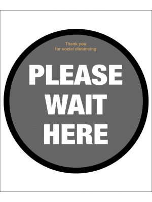 Please wait here social distancing circular floor graphic