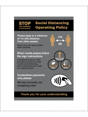 Social Distancing Pub & Restaurant Operating Policy notice