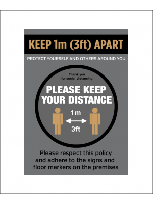 Keep 1 metre (3ft) apart when entering social distance notice