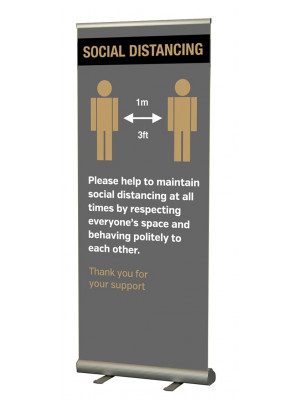 Please keep 1 metre / 3ft apart  social distancing roller banner