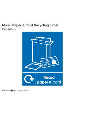 Mixed Paper & Card Recycling Label - Vinyl Sticker
