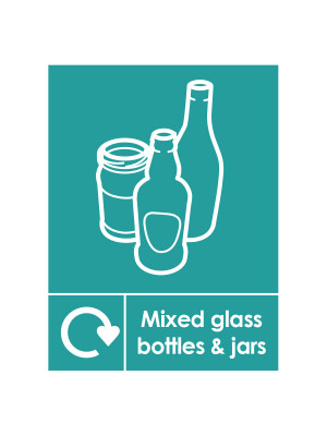 Mixed Glass Bottles and Jars Recycling Bin Sticker - SE026