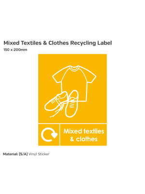 Mixed Textiles & Clothes Recycling Label - Vinyl Sticker
