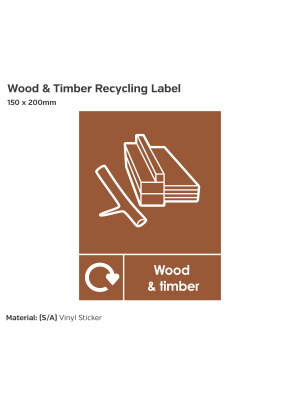 Wood & Timber Recycling Label - Vinyl Sticker