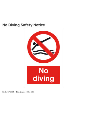 No Diving Swimming Pool Safety Notice - SPS001
