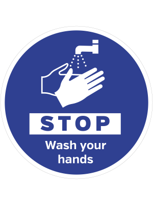 STOP wash your hands floor graphic