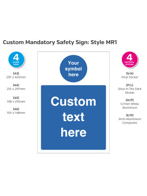 Custom made Mandatory Safety Sign - Style MR1