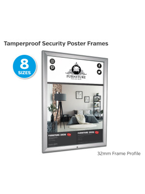 Tamperproof Security Poster Frames - 32mm Frame Profile