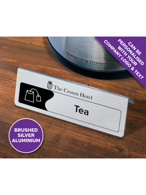 Personalised Beverage Display Table Tent Notices - Silver 