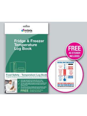 A5 Fridge & Freezer Temperature Log Book with Free Control Food Temperatures A5 Sticker 