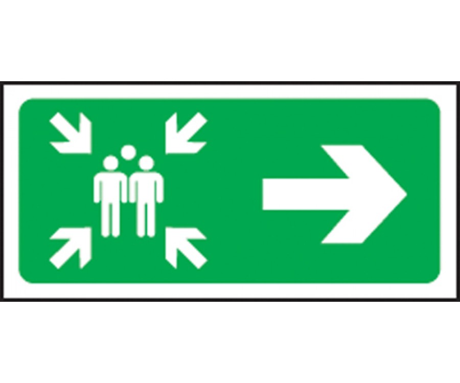 Fire assembly point directional down arrow Safety sign 