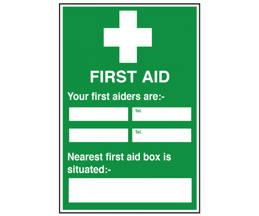 Your First Aiders Are A5 SIZE 150x210mm Health & Safety Sticker First Aid 